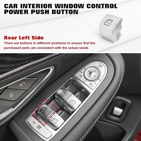 Xotic Tech Silver Car Care Control Power Pottion Cap استبدال ، غطاء إصلاح ماجستير في زجاج النافذة ، متوافق مع Mercedes Benz C E S GLC Class W205 W213 W222 W253 X253 (الأمام اليمين) in Saudi Arabia