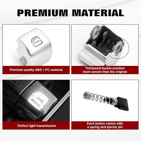 Xotic Tech Silver Car Care Control Power Pottion Cap استبدال ، غطاء إصلاح ماجستير في زجاج النافذة ، متوافق مع Mercedes Benz C E S GLC Class W205 W213 W222 W253 X253 (الأمام اليمين) in Saudi Arabia