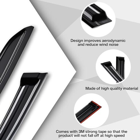Tape on Wind Noise Reduction Rain Guards for 2019-2023 Toyota Corolla Sedan, 4-Piece Side Window Visors, UV Resistant & Weatherproof, No Drill Installation in Saudi Arabia