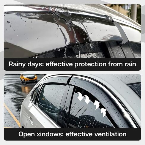 Tape on Wind Noise Reduction Rain Guards for 2019-2023 Toyota Corolla Sedan, 4-Piece Side Window Visors, UV Resistant & Weatherproof, No Drill Installation in Saudi Arabia