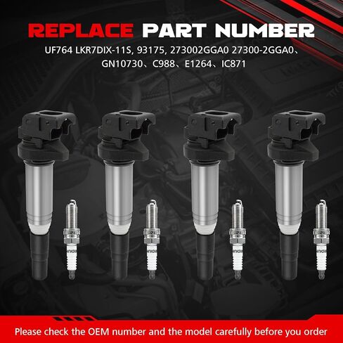 UF598 Set of 4 Ignition Coil Pack and Iridium Spark Plugs Compatible with 2011-2016 Mini Cooper Countryman, 2013-2016 Mini Cooper Paceman, 2007-2015 Mini Cooper L4 1.6L,Replace C1692,GN10328 in Saudi Arabia