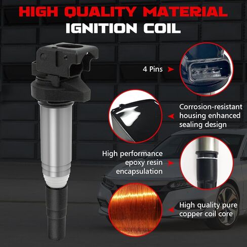 UF598 Set of 4 Ignition Coil Pack and Iridium Spark Plugs Compatible with 2011-2016 Mini Cooper Countryman, 2013-2016 Mini Cooper Paceman, 2007-2015 Mini Cooper L4 1.6L,Replace C1692,GN10328 in Saudi Arabia