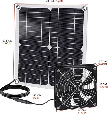 Solar Fan, 12W Weatherproof Solar Panel with DC Fan for Small Chicken Coops, Greenhouses, Sheds, Pet Houses, Intake or Exhaust air in Saudi Arabia
