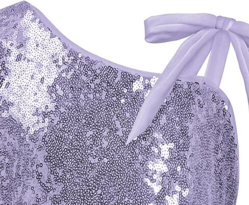 LQSZ Sequin Dress for Girls,Tutu One Shoulder Summer Dresses,Sparkly Dress for 3-12 Years in Kuwait