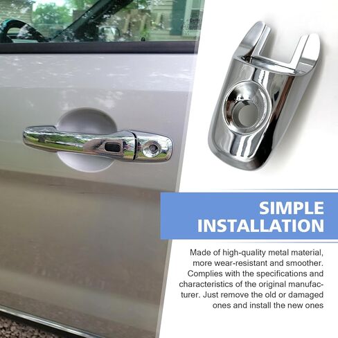 غطاء قفل مقبض الباب ، 8A8Z74218A14AA لجانب السائق الأمامي والركاب ، مثالي لتوافق مع فورد إكسبلورر ، حافة ، لينكولن MKX (Silver) in Kuwait