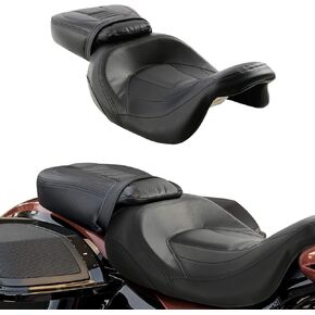 Two Pieces 2-Up Motorcycle Driver Passenger Low Profile Leather Seat For Harley Davidson Touring Road King Street Glide Electra Glide Road Glide 2009-2023 in Saudi Arabia