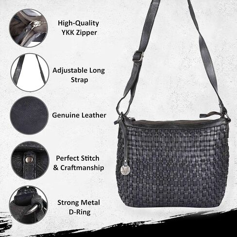Genuine Leather Crossbody Sling Bag for Women, Purse for Women Trendy Casual Office Bag with Adjustable Strap in Saudi Arabia