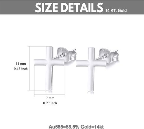 أقراط SISGEM 14K GOLD CROSS للنساء المراهقين ، و 14 قيراطًا من الذهب ديني أقراط in Saudi Arabia