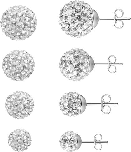 AOEDEJ Silver Ball Earrings Disco Ball Earrings for Women Crystal Earrings Studs Silver Crystal Earrings Cubic Zirconia Crystal Ball Earrings in Saudi Arabia