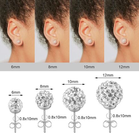 AOEDEJ Silver Ball Earrings Disco Ball Earrings for Women Crystal Earrings Studs Silver Crystal Earrings Cubic Zirconia Crystal Ball Earrings in Saudi Arabia