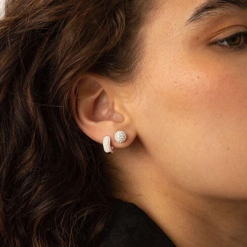 AOEDEJ Silver Ball Earrings Disco Ball Earrings for Women Crystal Earrings Studs Silver Crystal Earrings Cubic Zirconia Crystal Ball Earrings in Saudi Arabia