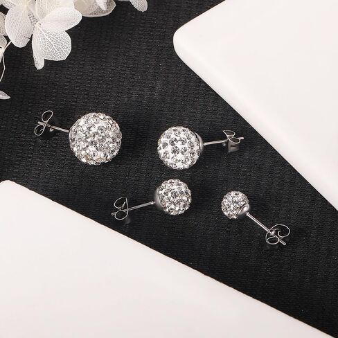 AOEDEJ Silver Ball Earrings Disco Ball Earrings for Women Crystal Earrings Studs Silver Crystal Earrings Cubic Zirconia Crystal Ball Earrings in Saudi Arabia