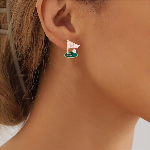 coadipress 2 Pairs Golf Studs Earrings for Women Rhinestone Sparkly Sports Studs Cute Stackable Golf Jewelry Game Day Earrings Outfits Gifts in Saudi Arabia
