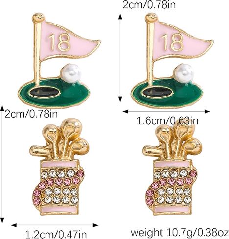 coadipress 2 Pairs Golf Studs Earrings for Women Rhinestone Sparkly Sports Studs Cute Stackable Golf Jewelry Game Day Earrings Outfits Gifts in Saudi Arabia