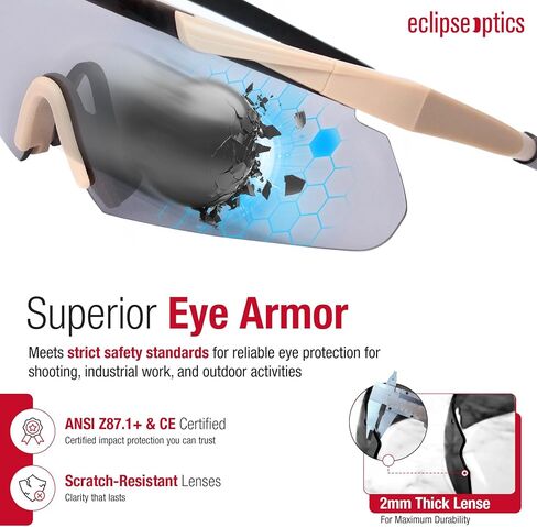 نظارات السلامة - نظارات الرماية (ANSI Z87.1+ ومعتمدة من CE)، تصنيف UV400، إطار TR90، عدسات قابلة للتبديل، خفيفة الوزن، حماية للعين مقاومة للكسر (أخضر) in Saudi Arabia