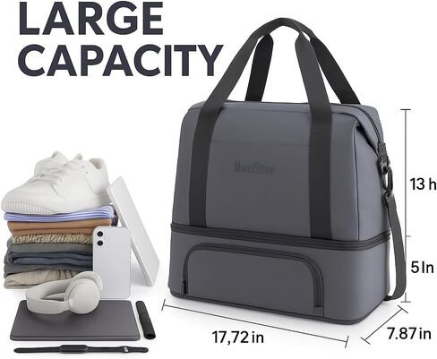 Foldie Travel Bag Expandable, Gym Bag with Shoe Compartment, Workout Bags for Gym with Straps Personal Item Travel Bag for Weekender Overnight, Duffel Bags for Traveling(Black) in Saudi Arabia