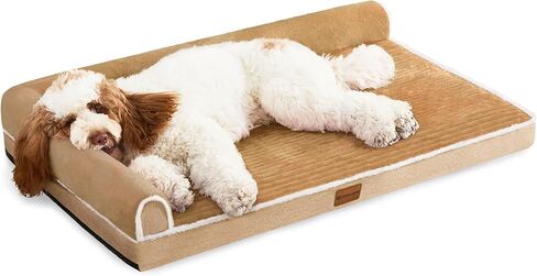 سرير كلب باتاس لاغو لتقويم العظام مقاس XL للكلاب الكبيرة مقاس 10.16 سم × 68.5 سم، مقاوم للماء على شكل حرف L، سرير أريكة كبير للكلاب الأليفة مع غطاء قابل للإزالة، حصيرة نوم ناعمة ودافئة للحيوانات الأليفة، باللون الأسود in Kuwait