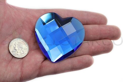 Allstarco 60mm Blue Sapphire H104 Large Heart Acrylic Flat Back Rhinestones for Cosplay Costume Making, Props Embelishments Plastic Gems Decor Jewels - 2 Pieces in Saudi Arabia