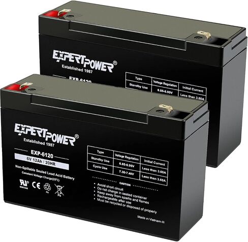 SEAPTERPOWER 6V 12AH SLA محكمة الغلق بطارية حمض F1 محطة/استبدال PORTALAC GS PE6V13 (2 حزمة) in Saudi Arabia