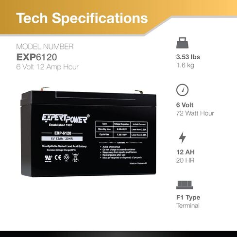 SEAPTERPOWER 6V 12AH SLA محكمة الغلق بطارية حمض F1 محطة/استبدال PORTALAC GS PE6V13 (2 حزمة) in Saudi Arabia