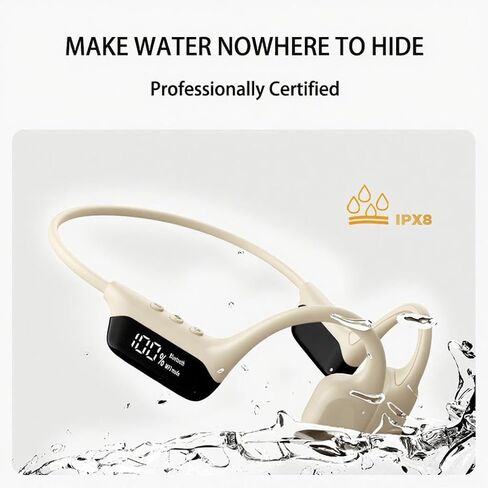 Swimming Headphones Bone Conduction Open Ear Headset MP3 Player Built-in 32G Memory IP68 Underwater Waterproof Stereo Bluetooth Earphone LED Screen for Driving Bicycling Running Skiing-S10 Green in Kuwait