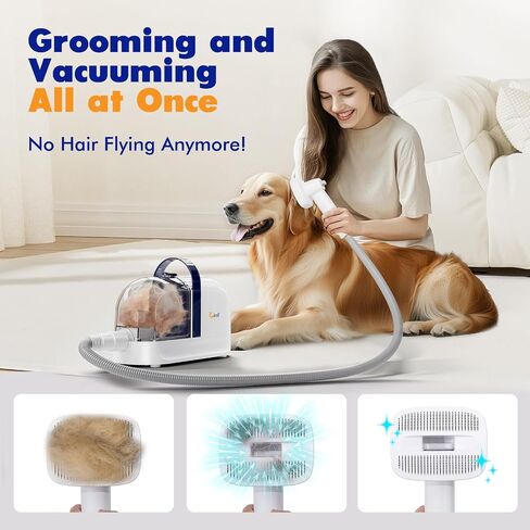 Rywell Dog Grooming Vacuum, 4L Dog Grooming Kit with Dog Clippers, 13000Pa Dog Vacuum for Shedding Grooming, Low Noise Pet Grooming Vacuum with 7 Grooming Tools for Dogs and Cats in Saudi Arabia
