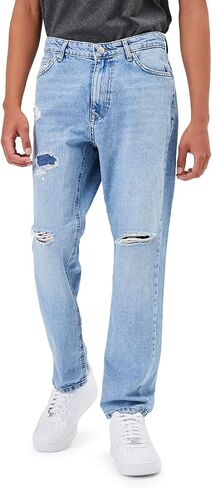 Forever 21 Men's Distressed Straight-Leg Jeans in Saudi Arabia