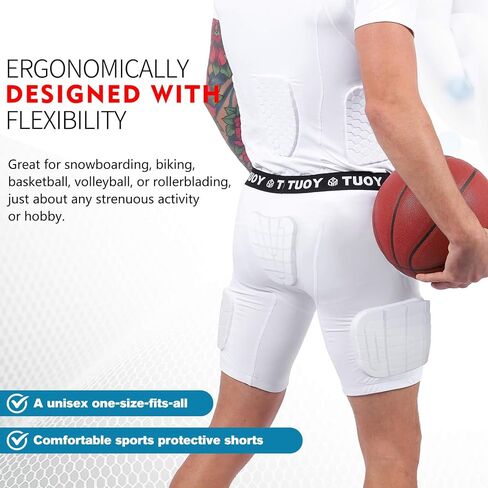 TUOY Adult Padded Compression Shorts 5-Pad Football Girdle Hip Thigh Protector in Saudi Arabia