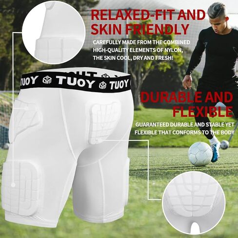 TUOY Adult Padded Compression Shorts 5-Pad Football Girdle Hip Thigh Protector in Saudi Arabia