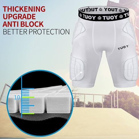 TUOY Adult Padded Compression Shorts 5-Pad Football Girdle Hip Thigh Protector in Saudi Arabia
