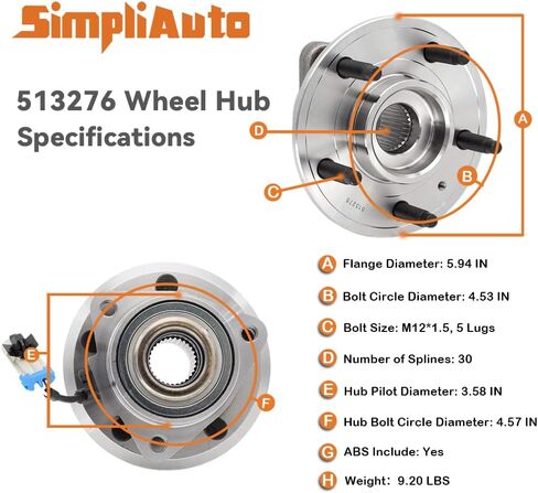 513276 HUB Front Wheel ومجموعة الحامل متوافقة مع 2012-2015 Chevy Captiva Sport ، 2007-2009 Chevy Equinox ، Suzuki XL-7 ، Pontiac Torrent ، 2008-2010 Saturn Vue ، 5 Lug w/ABS in Saudi Arabia