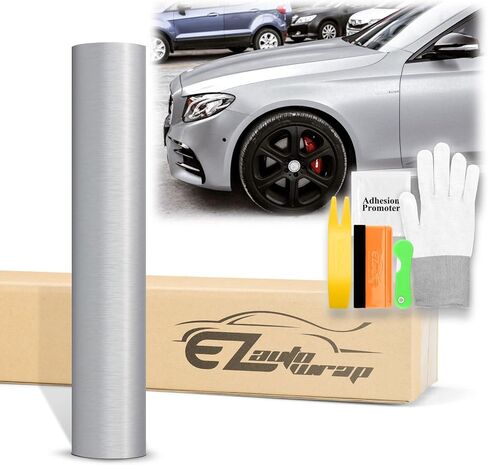 48"x60" (4FTx5FT) Brushed Aluminum Silver Vinyl Wrap DIY Decal Sheet Film Car Auto Vehicle Motorcycle Air Release Bubble Free Self Adhesive Peel and Stick Free Tool Kit in Saudi Arabia