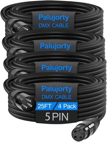 سلك كابل DMX 2 حزمة، كابل DMX 5 دبوس 25FT مع 3 موصلات لإضاءة المسرح والتحكم in Saudi Arabia