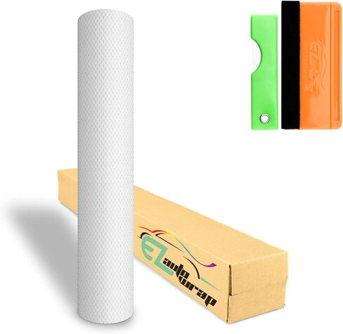 Free Tool Kit EZAUTOWRAP White One-Way Vision Perforated Print Media Vinyl Privacy Window Film Adhesive Glass Wrap Roll - 36"X42" (3FT X 3.5FT) in Saudi Arabia
