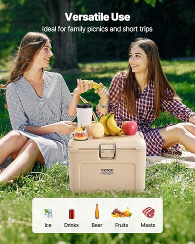 VEVOR Ultra-Light Hard Cooler 52 QT, Ice Retention Cooler with Heavy Duty Handle, Ice Chest Lunch Box for Camping, Travel, Outdoor, Keeps Cool for up to 6 Days, 30% Lighter Than Rotomolded Coolers in Saudi Arabia