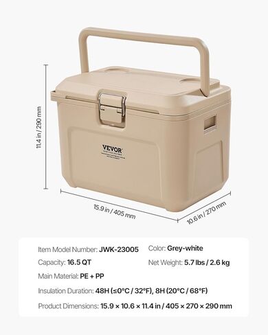 VEVOR Ultra-Light Hard Cooler 52 QT, Ice Retention Cooler with Heavy Duty Handle, Ice Chest Lunch Box for Camping, Travel, Outdoor, Keeps Cool for up to 6 Days, 30% Lighter Than Rotomolded Coolers in Saudi Arabia