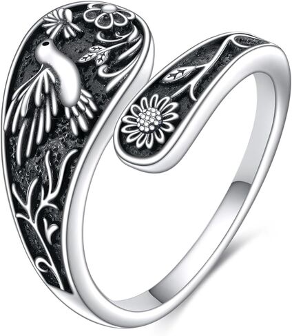 حلقات ملعقة Poplyke للنساء 925 Sterling Silver Spoon Rings خمر خمر خاتم الإبهام من أجل النساء in Saudi Arabia