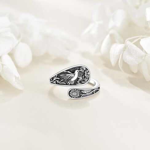 حلقات ملعقة Poplyke للنساء 925 Sterling Silver Spoon Rings خمر خمر خاتم الإبهام من أجل النساء in Saudi Arabia