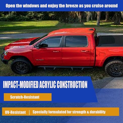 واقي نافذة السيارة الجانبي خارج القناة لسيارة Toyota Tacoma Crew Cab لعام 2024، منحرف النافذة الجانبية تنفيس مظلات الشمس ملحقات الشاحنة المظللة، دخان 4 قطع in Saudi Arabia