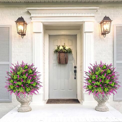 Artificial Topiary Lavender Ball Tree Outdoor Plants with Ground Spike 22"- UV Resistant Faux Shrubs, Eucalyptus Fake Plants for Indoor & Garden, Yard, Porch, Patio Decor in Kuwait