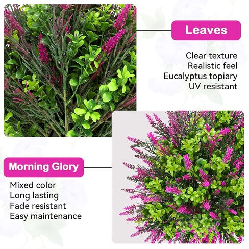 Artificial Topiary Lavender Ball Tree Outdoor Plants with Ground Spike 22"- UV Resistant Faux Shrubs, Eucalyptus Fake Plants for Indoor & Garden, Yard, Porch, Patio Decor in Kuwait
