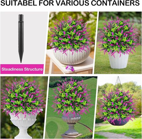 Artificial Topiary Lavender Ball Tree Outdoor Plants with Ground Spike 22"- UV Resistant Faux Shrubs, Eucalyptus Fake Plants for Indoor & Garden, Yard, Porch, Patio Decor in Kuwait