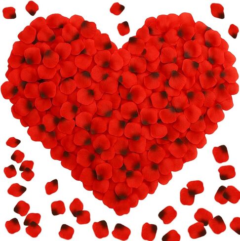 3000 Pcs Rose Petals Artificial Flowers Silk Petals Table Scatters for Romantic Special Night Decorations, Weddings, Valentine's Day, Proposals, Anniversaries, Bridal Showers Party Decor (Red) in Saudi Arabia