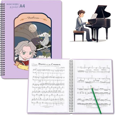 Spiral Binder Music File Folder, 80Pages A4 Size Sheet Music Folder, Music Notes Paper Folder, Blank Plastic Concert Choral Folder for Musicians and Band, Fit 8.5 x 11 inch Paper in Saudi Arabia