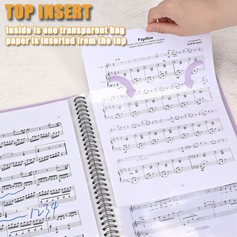 Spiral Binder Music File Folder, 80Pages A4 Size Sheet Music Folder, Music Notes Paper Folder, Blank Plastic Concert Choral Folder for Musicians and Band, Fit 8.5 x 11 inch Paper in Saudi Arabia