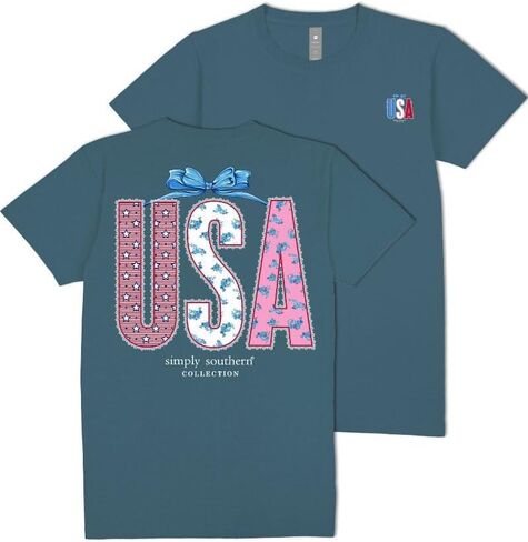 Simply Southern USA, Patriotic, Bow, Red White Blue, Youth T-Shirt in Saudi Arabia