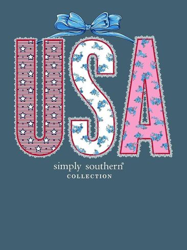 Simply Southern USA, Patriotic, Bow, Red White Blue, Youth T-Shirt in Saudi Arabia