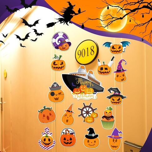 Kanayu 16 PCS Cruise Door Decorations Halloween Cruise Door Decorations Magnetic Halloween Car Magnets Anchor Life Life Preserver Pumpkin Bats Ghost Magnets for Carnival Cruise Car Locker (Pumpkin) in Saudi Arabia