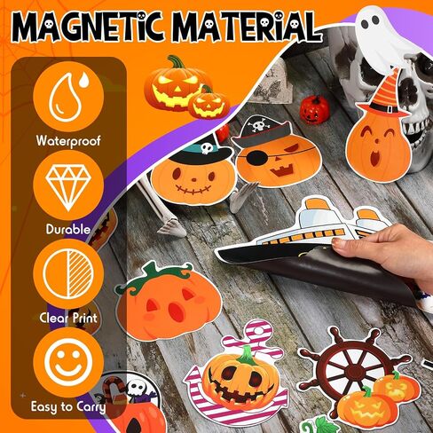 Kanayu 16 PCS Cruise Door Decorations Halloween Cruise Door Decorations Magnetic Halloween Car Magnets Anchor Life Life Preserver Pumpkin Bats Ghost Magnets for Carnival Cruise Car Locker (Pumpkin) in Saudi Arabia