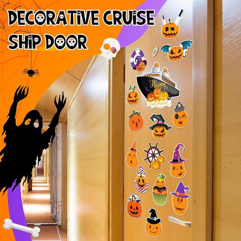 Kanayu 16 PCS Cruise Door Decorations Halloween Cruise Door Decorations Magnetic Halloween Car Magnets Anchor Life Life Preserver Pumpkin Bats Ghost Magnets for Carnival Cruise Car Locker (Pumpkin) in Saudi Arabia